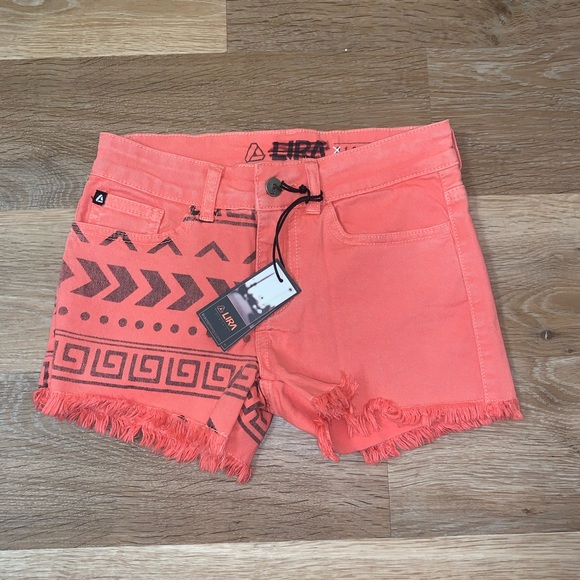 LIRA Printed Festival Denim Cut Off Shorts - Picture 2 of 4